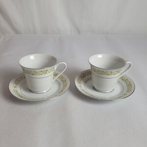 Lot of 2 Towne House Fine China Japan Spring 3094 Cups And Saucers